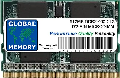 512MB DDR2 400MHz PC2-3200 172-PIN MICRODIMM MEMORY RAM FOR LAPTOPS/NOTEBOOKS • $27.38