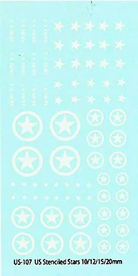 US-107 - WWII US Stars (Solid) - 1/144-1/76 Decals • £2.95