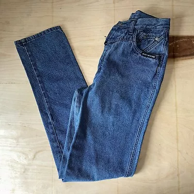 Women’s Rocky Mountain Clothing Bareback Paisley Denim Blue Jeans 90s Sz 26x33 • $88.88