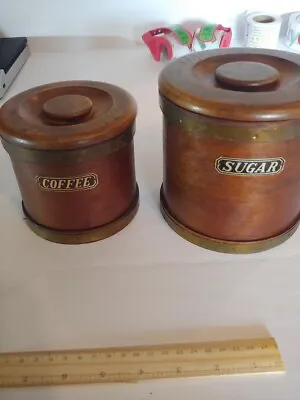 $21.99 • Buy Vintage Coffee And Sugar Canister Set Are In  Good Condition Good Find