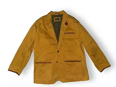 ORVIS Leather-Trim Hunting Safari Jacket Elbow Patch Sport Coat Tan Size XL • $89