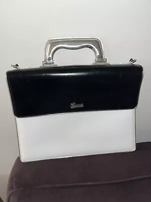 GUCCI Business Bag Leather Black Silver Plate Handle Briefcase • $480