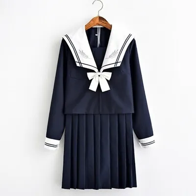 Japanese School JK Uniform Girls Sailor Blouse Shirt & Pleated Skirt Outfit • $68.65