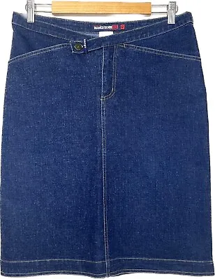 $39.95 • Buy Vintage Y2K Mango Denim Skirt Size 12 V-Front Angled Pockets Stretch