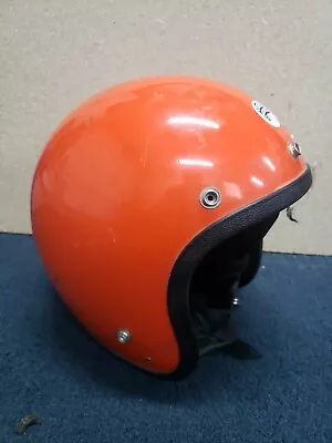 Vintage 1972 Yoder 600 Orange Motorcycle Helmet Size XLarge H006 • $69.99