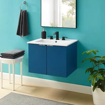 Modway Maybelle 24  Wall-Mount Bathroom Vanity In Navy White • $180.39