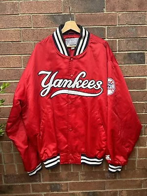 Vintage New York Yankees Jacket Men XL Red Starter Satin MLB Baseball Quilted • $140
