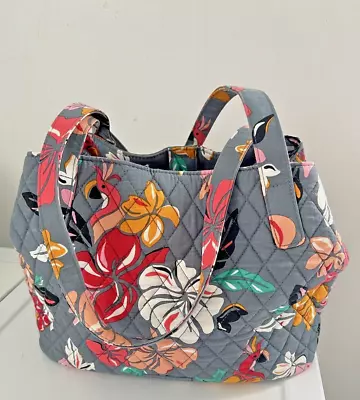 Vera Bradley Triple Compartment Shoulder Bag Coastal Paradise - Gray Floral • $28.99