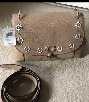 NWT Coach Remi Shoulder Bag Whipstitch Daisy Applique Taupe • $169