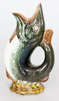 Antique 19th Century English Majolica Gurgling Fish Pitcher Jug • $495