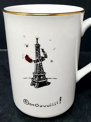 Vtg 1999 Merry Masterpiece Tall Mug First Edition Oui Santa Eiffel Tower  • $9.04