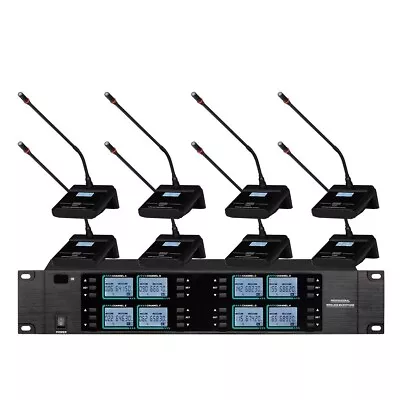 Digital Wireless 8 Conference Microphone System 8 Gooseneck 8 XLR MiCWL U8800 • $754.80