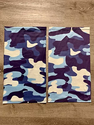 2 Pack Multi-Use Face Mask Tube Scarf Head  Neck Gaiter Blue & White Camouflage • $13.38