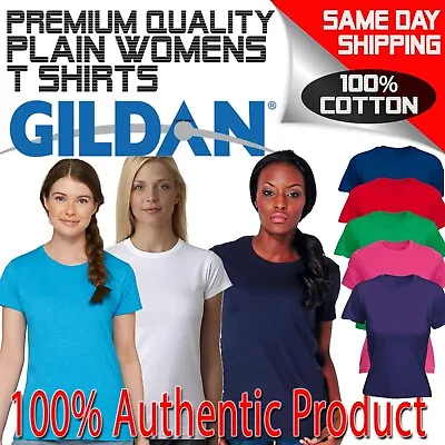 $12.14 • Buy Womens Gildan T Shirts Cotton Plain Tops Shirt Tee Tshirt Ladies T-Shirt Tees