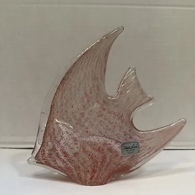 Angel Fish Figurine Marcolin Sweden Glass Art Gold & Reddish Orange • $47.99