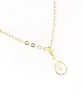 Mustard Seed Teardrop Charm Necklace Mustard Seed Jewelry Goldtone Necklace • $19.95