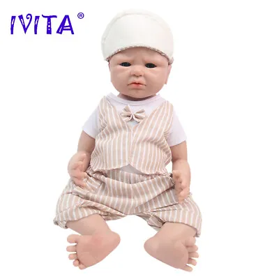 Cute 20  Lifelike Full Silicone Reborn Baby Doll Boy Newborn Kids Toys Gifts • $189.55