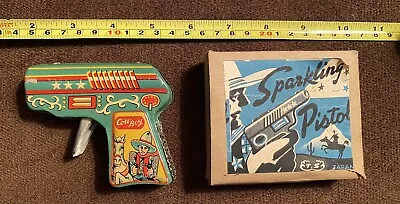 Vintage Japan TS SPARKLING PISTOL Cowboy RAY GUN  - ORIGINAL BOX - COLLECTIBLE • $29.99