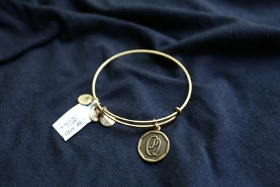 $19 • Buy ALEX AND ANI Initial 'Q' Charm Brass Bangle Bracelet 2013 BRAND NEW
