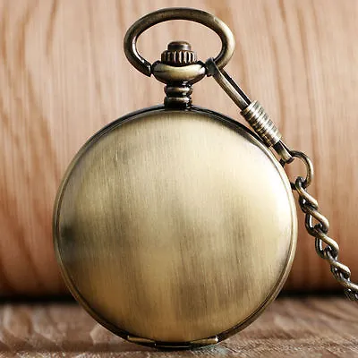 Bronze Smooth Roman Numerals Noctilucent Automatic Mechanical Pocket Watch Chain • $18.61