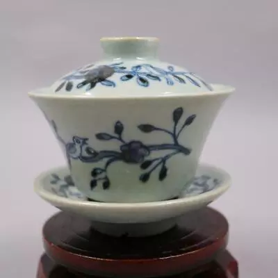 Chinese Blue And White Porcelain Ming Flower Bird Design Teacup Sancai Cup 3.54  • $32.99