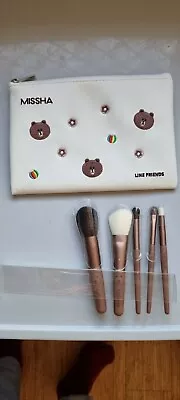 BRAND NEW MISSHA LINE FRIENDS MAKEUP BRUSH SET Wuth Pouch • $28.96