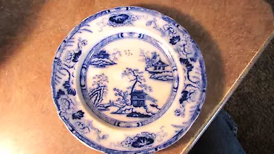 Antique Flow Blue 7  Bread Plate Hong Kong Pattern Charles Meigh 1840's • $21.99