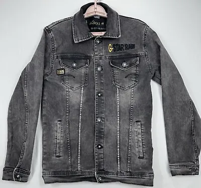 G-Star RAW Denim Jacket Mens Medium Black Washed Denim Button Up Jacket • $37.49