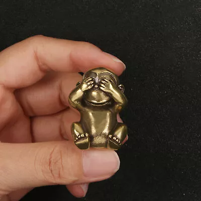 Solid Brass Monkey Figurine Small Statue Home Ornament Figurines Collectibles • $16.49