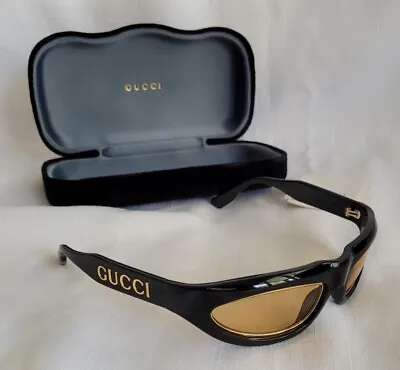 $300 • Buy Gucci Authentic Gg1062s 001 Men's Black/yellow Sunglasses Made In Italy Near New