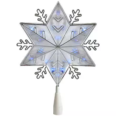 10  Lighted Silver Snowflake Christmas Tree Topper - Blue Lights • $22.92