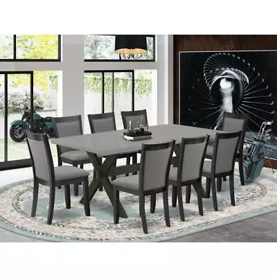 East West Furniture 9 Piece Dining Room Table Set - A Cement Top Wood Table... • $1114.73