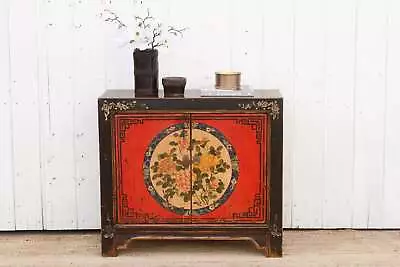 Charming Black & Red Mongolian Cabinet • $1495