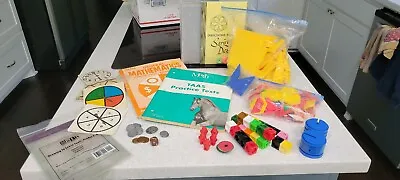 Math Manipulatives  Block Kit Home School Shapes Counters Money String Art.. • $16