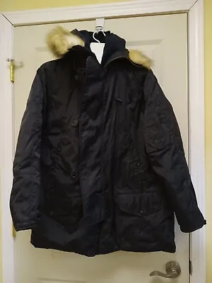 G/VGUC Vintage S.E.I. Co. N-3B Parka Coat Medium Black Cold Weather Snorkel • $49.95