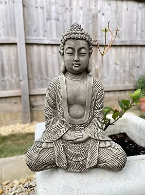 Yang Buddha Stone Statue | Oriental Monk Outdoor Garden Ornament Decoration • £19.99