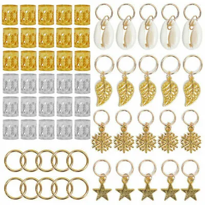 80pcs Hair Cuff Braids Clips Braiding Rings Leaf Star Snowflake Dangle Jewellery • £3.89