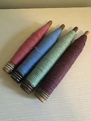 Lot Of 4 Vintage Long Wood Industrial Spindle Quill Bobbins Farmhouse Rustic • $18