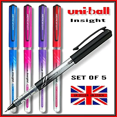 Uniball Insight X 5 Vibrant Liquid Waterproof Ink Pen BLACK BLUE RED VIOLET PINK • £9.50