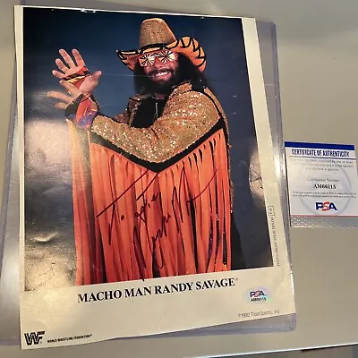 🔥WWF WWE MACHO MAN Randy Savage P-90 Promo Signed 8X10 Photo PSA Cert COA Rare • $799