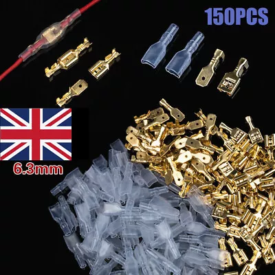 150PCS 6.3mm Car Motorcycle Electrical Crimp Wire Connectors Spade Kit • £5.25