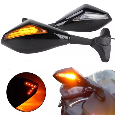 Motorcycle Led Turn Signal Mirrors For Suzuki GS500F GSXR1000 Hayabusa SV650S • $28.63