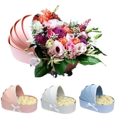 Cradle Shape Flower Gift And Soap Box - Baby Basket Pram Cot Hamper • £11.99