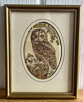 Vintage J&J Cash's Framed Miniature Woven Silk Bird Picture Tawny Owl - 6.5”x5” • £10