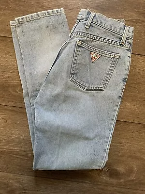 Vintage 90s Guess Light Wash Jeans Womens Sz 27 Made In USA Red Triangle  • $29.99