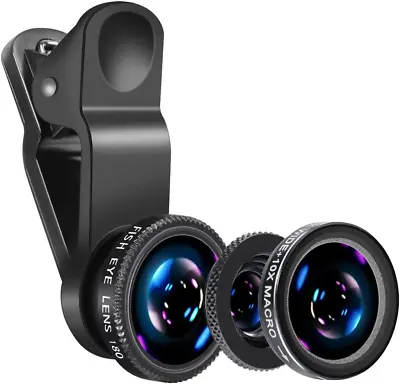 £19.89 • Buy Mobile Phone Camera Lens Kit With Fish Eye +Macro Black 