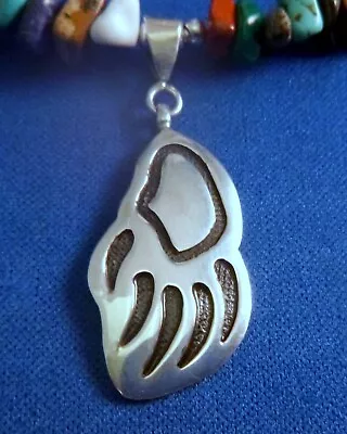 Sterling Silver Native American Bear / Badger Paw PENDANT W 22  Nugget Necklace • £53.03