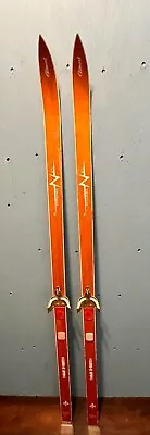 Great Vintage Wooden Snow Skis Vintage Measuring 66  Long BROWN Finish • $99.68