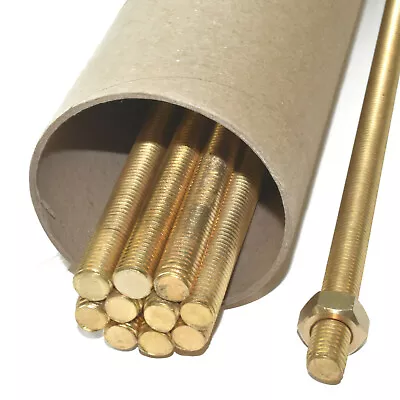 £37.79 • Buy 1 Meter Solid Brass Threaded Rod Bar Studding Allthread M3 M4 M5 M6 M8 M10 M12 *