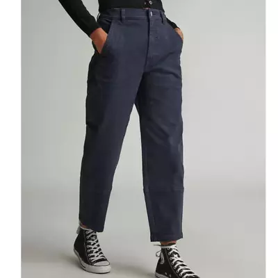 Everlane Utility Barrel Pant In Navy Blue Organic Cotton High Rise Women’s 4 • $58